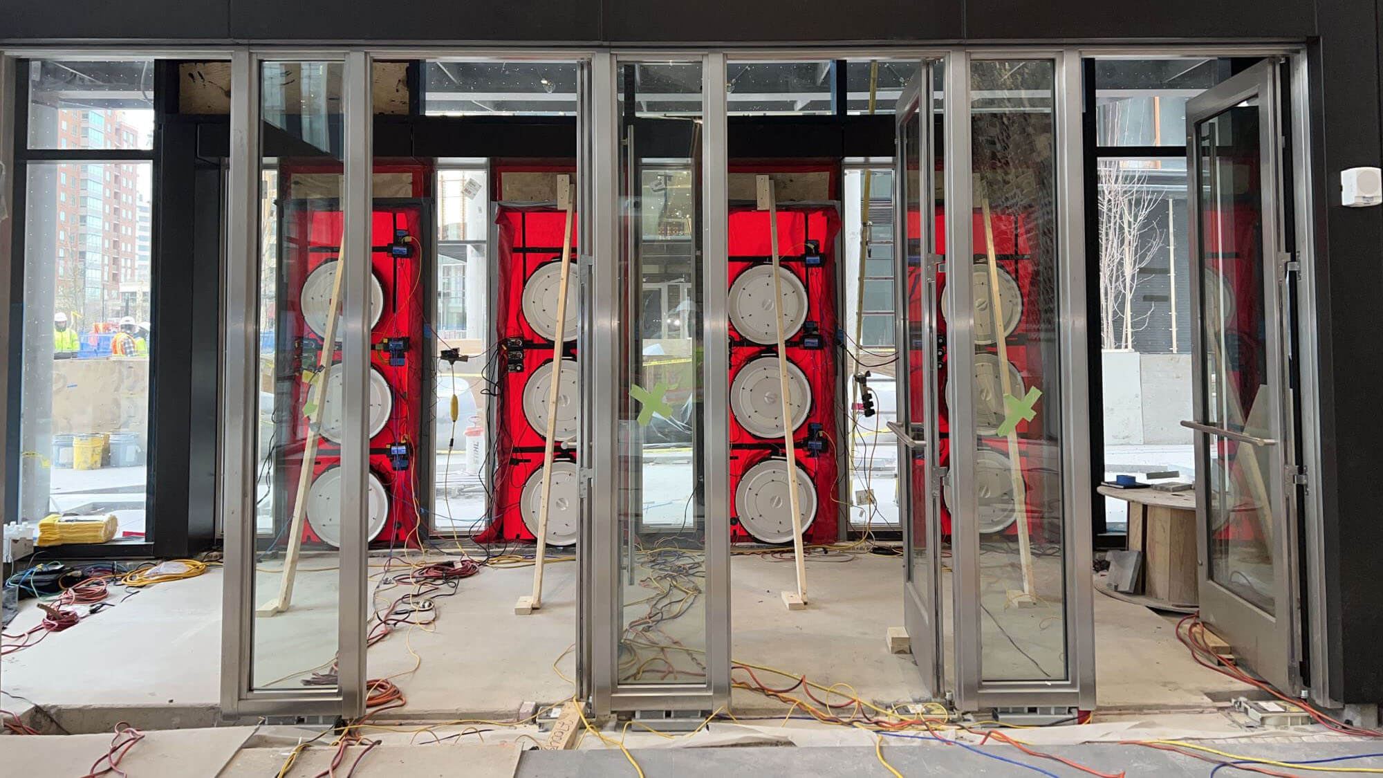 Air barrier testing at Metropolitain Park project in Alexandria, VA, South Tower